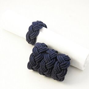Nautical Sailor Knot Napkin Rings Navy Blue Set of 4