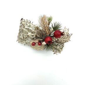 Pine cones and Red Branches Napkin Rings for Holiday Christmas Table decor and table setting - Set of 6