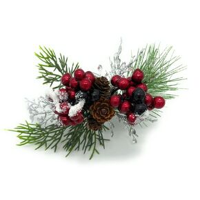 Set of 6 Rustic Christmas Table Setting for Modern Farmhouse Christmas Holiday Table with Red Berries and Pinecoves
