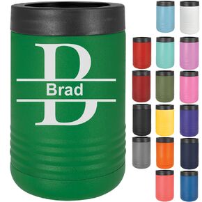 Personalized Custom Monogrammed 12 oz and 16 oz Universal Can and Bottle Vacuum Insulated Powder Coated Can Cooler Keeps Beverage Cold for Hours Available in Various Colors