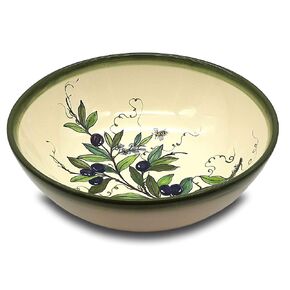 Large Ceramic Bowl for kitchen - Italian dinnerware pasta bowl - Olives Design serving tray - Hand painted Tuscany pottery bowls - Made in Italy plates - Ceramics salad tuscany soul platter