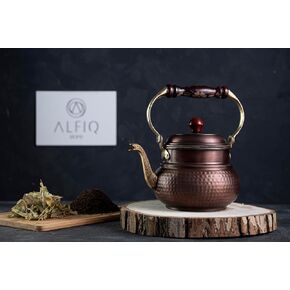 Patina Solid Copper Teapot for Stovetop 1.6 Quarts - 100% Copper Kettle Dark Patina Finish Authentic Copper Tea Kettle