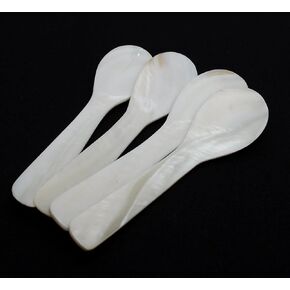 4 Small Mother of Pearl Spoons MOP Caviar Egg Shell Serving Oysters Handmade