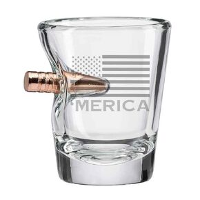 BenShot 'Merica Shot Glass with Real .308 Bullet - 2oz | Made in the USA [Set of 4]