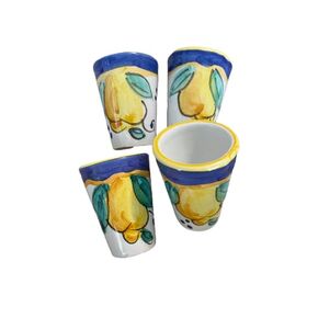 Ceramic Limoncello Glasses - an Elegant Limoncello Glass, Lemon Shot Glass, Set of 4 Glasses for Kitchen-Made in Italy