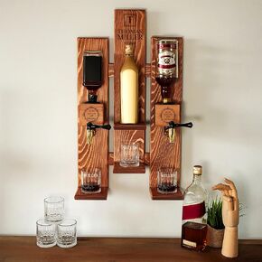 Custom Wall Mount Whiskey Liquor Dispenser, Father's Day Gift, Dad Birthday Gift, Wooden Whiskey Decanter, Home Bar Wall Decor, Dad Gifts