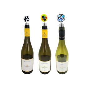 Bottle Stopper for Wine Bar, Handmade Fused Glass Metal
