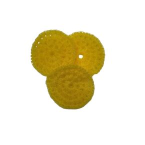 Crochet Round Scrubbers - Yellow - Flat - Double Nylon Yarn - Set of 3 - Reusable - Sponge - Scouring Pad - Household Helper