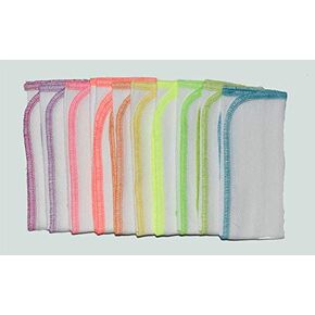 1 Ply 11x12 Inches White Cotton Birdseye Paperless Towel Set of 10 Bright Neon Colors - Proudly Made in the USA!