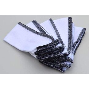 1 Ply 11x12 Inches White Cotton Birdseye Paperless Towel Set of 10 Black Edging - Proudly Made in the USA!