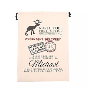 Personalized North Pole Mail Express Delivery Bag | Custom Santa Sack Gift Bag | Choose Your Design (Santa Sleigh Express)