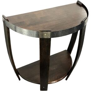 Rustic Wood Half Barrel Side Table - 21" Whiskey Barrel Style End Table with Blank Top (Solid Wood, Farmhouse Nightstand, Bourbon Decor, Barrel-Shaped Furniture)