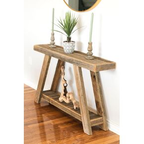 Aztec A-Frame Console; 46L x 10D x 28H Reclaimed Wood Table (Black Combo)