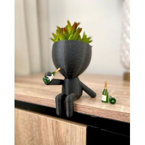 Little People Planter | Champagne Lovers Planter Gift Idea, party, events, plant and champagne lovers, Plant Gift Idea, Cute Succulent Planter (Marbel, 1 extra bottle)