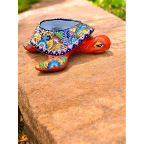 Large Talavera Turtle Planter Maceta – Handmade 17" Mexican Pottery – Colorful Garden Decor – Vibrant Ceramic Planter
