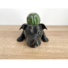 Doggy Planter | American Bull Terrier Planter Gift Idea, Bar Decor, Table Decor, Plant Gift Idea, Cute Succulent Planter, any canine/dog/American Bull Terrier and plant lover! (Twinkling Black)