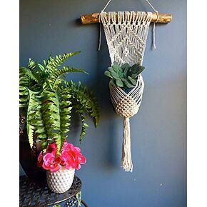 WILD COTTON Macrame Plant Hanger Indoor Hanging Planter - Macrame Plant Holder - Macrame Plant Hanging - Macrame Plant Hangers Large - Driftwood Macrame Wall Hanging - Macrame Wall Hanging Plant