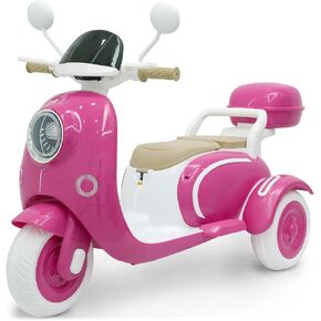 Kids Electric Motorcycle,Electric Scooter for 3 Year Old,3-Wheel 12V Ride On Scooter for Kids with Storage Compartments, Motorcycle for Girls, Ideal Moped for Girls Ages 3-6 (Rose)