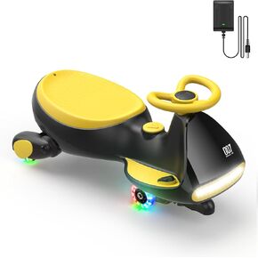 FanttikRide 12V N7 Pro Electric Wiggle Car with Pedal, Rechargeable Battery, CyberWiggle, 2 in 1 Swing Car, 2 Speed, Anti-Rollover, Flashing Wheels, Bluetooth, for Ages 3 and Up, 150 Lbs, Pink