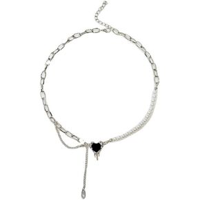 Buyongwant Irregular Necklace Y2k Necklace Heart shaped Pendant Baroque Pearl Splice Necklace Fashion Collar Chain Women's Gift 16.5 inches in Saudi Arabia