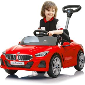 Push Ride-on Car for Toddlers 1.5-4 Years Old, Licensed BMW Z4 Toddler Push Car with Adjustable Push Rod/Horn Music/Silent Wheel, Push Car for Baby Birthday Gift (Red)