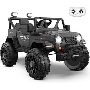 12V Ride On Truck Car with Remote Control, Kids Electric Vehicles with Bluetooth Music, Horn, 3 Speeds, 4 LED Lights, Soft Start, Ride-on Toy for Toddler Boys & Girls (Pink)
