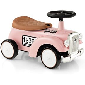 HONEY JOY Ride On Push Car, Outdoor Toddler Riding Toys w/Steering Wheel, Horn & Storage, Foot-to-Floor Sliding Car, No Batteries, Retro Baby Ride On Toys for Boys and Girls (White)