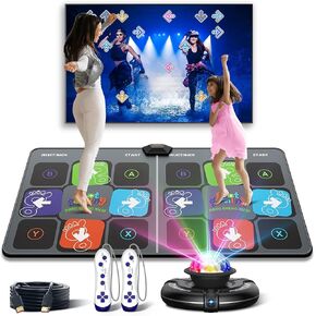 FWFX Dance Mat Games for TV - Wireless Musical Electronic Dance Mats with HD Camera, Double User Exercise Fitness Dance Pad Dancing Mat for Kids & Adults, Birthday for Boys & Girls