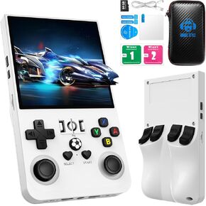 2025 New Upgrade R36MAX Retro Handheld Game Console with 64G Built-in 18000+ Classic Games, Portable Hand Held Open Source Linux System 4.0-in 4k HD IPS Screen Video Player (Black 64GB)