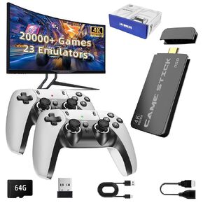 BADGOAL 2025 Upgrades Retro Game Console Stick, Nostalgia Gaming Stick, Over 20,000 Games and 23 Emulators, Upgraded Dual 2.4G Wireless Controllers, Plug & Play TV Video Gaming Stick with 64GB Memory