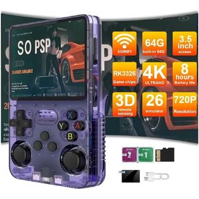 R36s Retro Handheld Game Console,3.5-inch IPS OCA HD MIPI Screen, Open Source Linux System and 1500 Games, Built-in 64GB TF Card Portable Video Gaming Console. (Black)