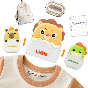 SUPHELPU Name Stamp for Clothing Kids Waterproof, Clothing Stamps for Clothes Permanent, Personalized Stamp with Name, School Daycare Essentials for Fabric Plastic Label Bottles Child Baby