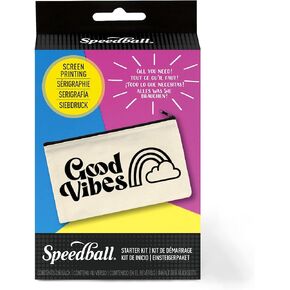 Speedball Screen Printing Starter Kit, Includes Flex Fabric Ink Ebony 4 oz, Canvas Pouch, Red‑Baron Squeegee, Pre‑Exposed Stencils, Design‑Library Access