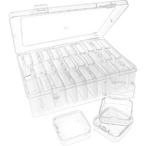 30Pack Bead Organizer Box With Hinged Lid - Clear Bead Storage Containers for Organizing DIY Jewelry Craft and Bracelet Making - Mini Plastic Bead Box (30Pack 2.15 X 2.15 X 0.8inch)