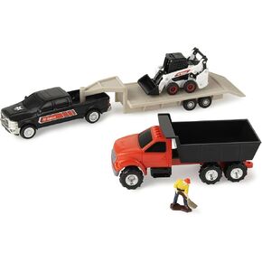 Agriculture 1/64 Bobcat 5 Piece Construction مجموعة مع شاحنة تفريغ ، مقطورة Groenseck ، Man & Skid Loader 16502