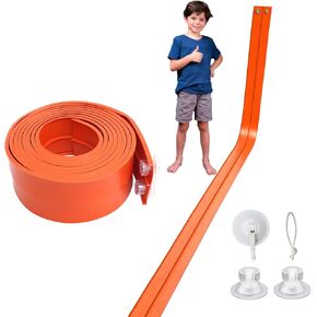 Flex Track 15 Ft Starter Set with Suction Cups Compatible with Hot Wheels and Diecast 1/64th Cars for Ages 3 & Up Green Gray Orange Classic Long Rolls Up Portable Racetrack (Orange)
