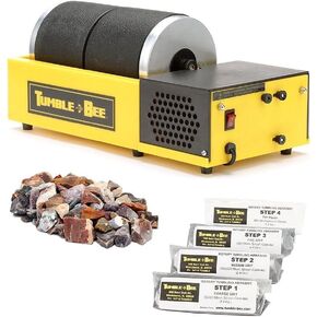 Tumble-Bee Rock Tumbler - Double Tumbler for Adults and Kids - Rotary Machine for Stone, Rock, Metal and Sea Glass - Polishing Machine Kit for Professionals & Hobbyists - Model TB-22-KIT