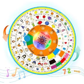 Electric Learning Toy for Kids Ages 3-12, 12.83inch Diameter Rotating Wheel,Educational Children See and Say Toys,Interactive Musical Vocabulary Chart with Animals, Colors, Numbers, Professions