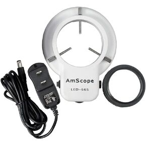 AmScope LED-56S-ZK 56 Microscope Ring Light LED Ring Light Illuminator with Dimmer for Stereo Microscope