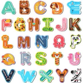 Magnetic Letters, 26 Animal Alphabet Magnets, Fun Preschool Learning Toy, Large Fridge Magnets for Spelling Games, Ideal Educational Gift for Toddlers (Uppercase Letter)