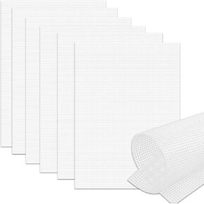 7 Count Plastic Canvas Sheets (6 Pack) - 10.5x13.5In Plastic Mesh Canvas for Cross Stitch, Rustproof Eye Mesh Aquarium Dividers & DIY Crafts | Pre-Cut Smooth-Edged Needlepoint Canvas,