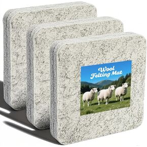 Nicunom 3 Pack Needle Felting Mat, Natural Wool Needle Felting Pad, 6x6x1 inch Felting Block for DIY Craft Felting Wool Projects, Thick and Firm