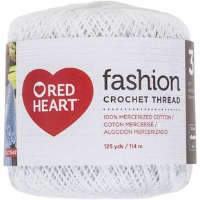 Red Heart Fashion Crochet Thread, 3, White 375 Foot
