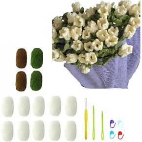 Larsweryar DIY Crochet Rose Bouquet Blanket Making Kit Handmade Material Pack Rose Blanket (Sunflower 100, White)【Not a Finished Product, Needs to be Hand-Woven】 in Kuwait