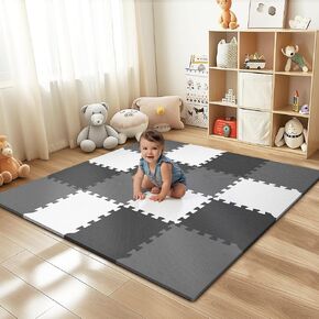 16 Tiles Baby Play Mat for Floor, EVA Foam Baby Floor Play Mat with 0.6 Inch Thick Interlocking Foam Tiles, Foam Floor Tiles for Baby, Toddlers and Kids