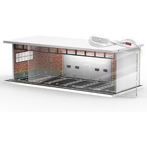 1/64 Scale Diecast Display Case for Hot Wheels Matchbox Cars, Toy Car Model Mini Garage with LED Light and Acrylic Cover, Stackable Parking Lot Diorama Storage for Collection Present