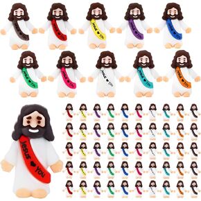 25Pcs Little Jesus Figures Bulk Mini Jesus Figurines Tiny Small Rubber Baby Jesus Toys to Hide Cute Pocket Miniature Jesus Easter Egg Fillers Stuffers Sunday School Baptism Gift