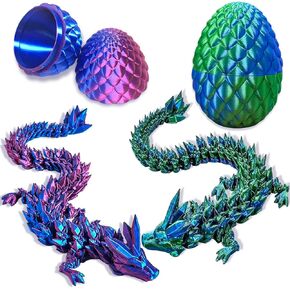 2PCS 3D Dragon Eggs with Dragon Inside,9Inch 3D Printed Dragons Fidget Toy,3D Printed Animals for Kids Stocking Stuffers Easter Basket
