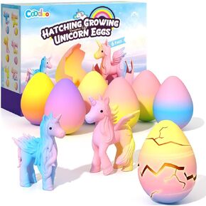 Unicorn Hatching Rainbow Eggs for Kids - 6 Pack Unicorn Toys for Boys & Girls, Birthday Easter Basket Stuffers Gift Ideas for Kids 3+ Year Old - Girl Gifts for Ages 3 4 5 6 7 8