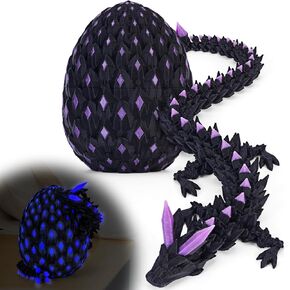 3D Printed Dragon Eggs Mystery Dragon Egg Glow in The Dark Articulated Animals Fidget Toy Cool Crystal 3D Print Dinosaur Toys for Kids 5-7 8-12 Dino Eggs for Boys Girls Home Decor